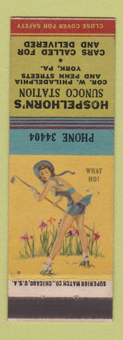 Matchbook Cover - Hospelhorn's Sunoco oil gas York PA pinup