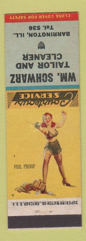 Matchbook Cover - Wm Schwarz Tailor Cleaner Barrington IL pinup