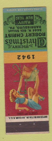 Matchbook Cover - Robert Christ Christmas Harrisburg PA 1942 pinup military