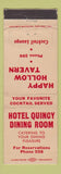 Matchbook Cover - Hotel Quincy Dining Room Happy Hollow Tavern