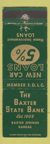 Matchbook Cover - Baxter State Bank Baxter Springs KS WEAR