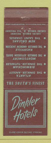 Matchbook Cover - Dinkler Hotels New Orleans Atlanta Nashville Birmingham