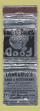 Matchbook Cover - Lombardo's Restaurant Albany NY WORN