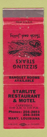 Matchbook Cover - Starlite Restaurant Motel Many LA WEAR