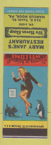 Matchbook Cover - Mary Jane's Restaurant Marcus Hook PA pinup