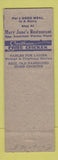 Matchbook Cover - Mary Jane's Restaurant Marcus Hook PA pinup