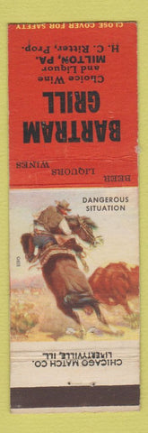 Matchbook Cover - Bartram Grill Milton PA