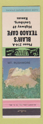Matchbook Cover - Blair's Texaco oil gas Louisburg KS
