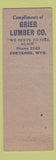 Matchbook Cover - CA Rentz Plastering Cheyenne WY Grier Lumber