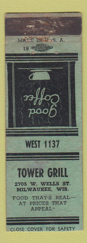 Matchbook Cover - Tower Grill Milwaukee WI WEAR