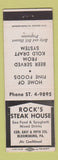 Matchbook Cover - Rock's Steak House Bloomsburg PA