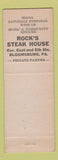 Matchbook Cover - Rock's Steak House Bloomsburg PA