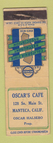Matchbook Cover - Oscar's Cafe Manteca CA WEAR