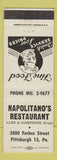 Matchbook Cover - Napolitano's Restaurant Pittsburgh PA