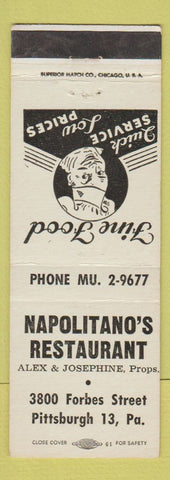 Matchbook Cover - Napolitano's Restaurant Pittsburgh PA