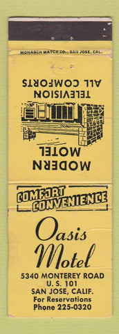 Matchbook Cover - Oasis Motel San Jose CA POOR BACK