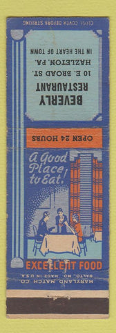 Matchbook Cover - Beverly Restaurant Hazleton PA