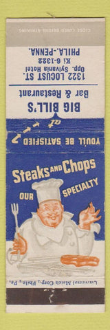 Matchbook Cover - Big Bill's Bar Restaurant Philadelphia PA WEAR