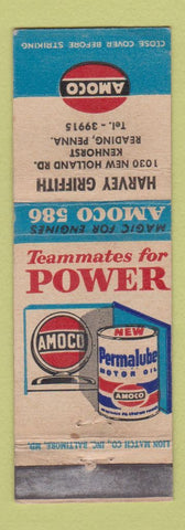 Matchbook Cover - Amoco oil gas Harvey Griffith Reading PA WEAR