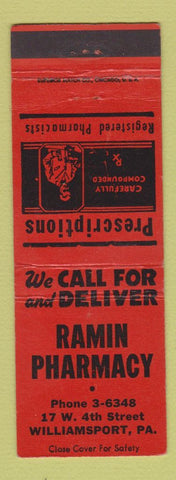Matchbook Cover - Ramin Pharmacy Drug Williamsport PA