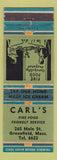 Matchbook Cover - Carl's Restaurant Greenfield MA WORN