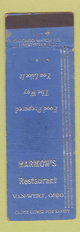 Matchbook Cover - Harmon's Restaurant Van Wert OH WEAR