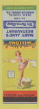 Matchbook Cover - Mary Jane's Restaurant Marcus Hook PA pinup