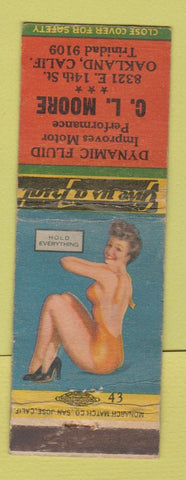 Matchbook Cover - CL Moore Auto Performance Oakland CA pinup WEAR