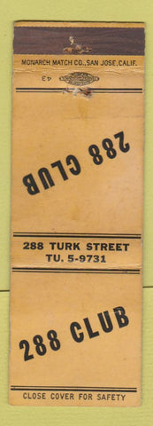 Matchbook Cover - 288 Club San Francisco CA