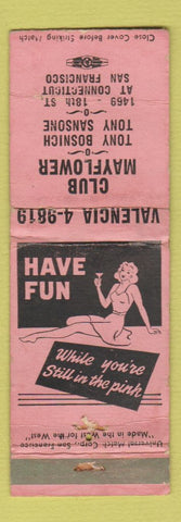 Matchbook Cover - Club Mayflower San Francisco CA girlie WORN