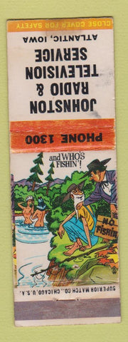 Matchbook Cover - Johnston Radio TV Service Atlantic IA hillbilly WORN