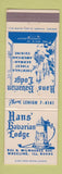 Matchbook Cover - Hans' Bavarian Lodge Wheeling IL Beer Stein