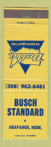 Matchbook Cover - Busch Standard oil gas Arapahoe NE Delta Tires