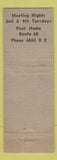 Matchbook Cover - VFW King David Post Kane PA WEAR