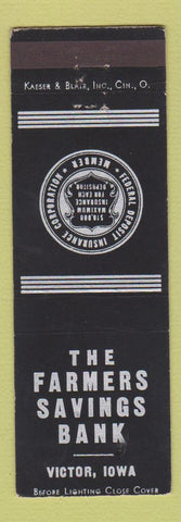 Matchbook Cover - Farmers Savings Bank Victor IA