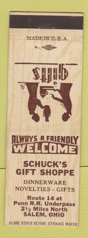 Matchbook Cover - Schuck's Gift Shoppe Salem OH