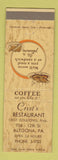 Matchbook Cover - Crist's Restaurant Altoona PA