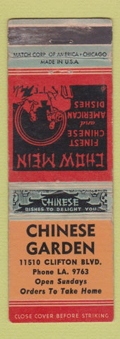 Matchbook Cover - Chinese Garden Restaurant WEAR