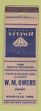 Matchbook Cover - WM Owens Jewelry Woodville OH WORN