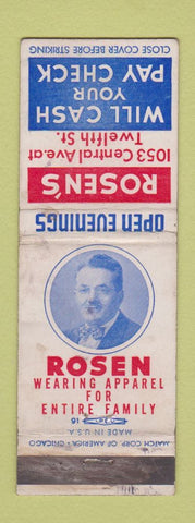 Matchbook Cover - Rosen's Clothes  WEAR