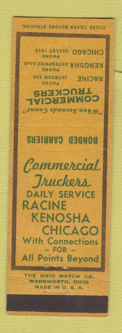 Matchbook Cover - Commercial Trucking Racine Kenosha WI Chicago IL
