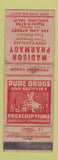 Matchbook Cover - Madison Pharmacy Drug Oakland CA WORN