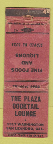Matchbook Cover - Plaza Cocktail Lounge San Leandro CA WORN