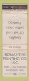 Matchbook Cover - Romantini Printing Kenosha WI WORN