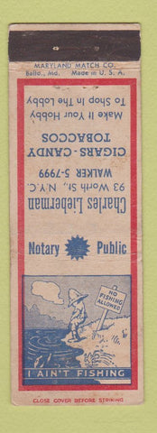 Matchbook Cover - Charles Lieberman Cigars Tobacco New York City WEAR