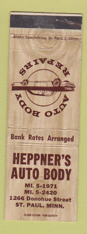 Matchbook Cover - Heppner's Auto Body St Paul MN WEAR