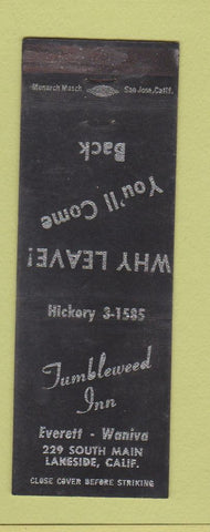 Matchbook Cover - Tumbleweed Inn Laneside CA