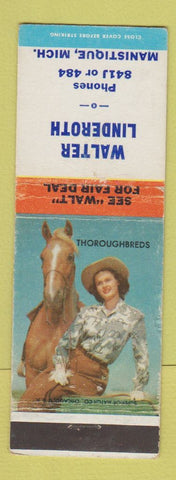 Matchbook Cover - Walter Linderoth Manistique MI