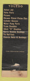 Matchbook Cover - Toledo Valves Jennings Boswell Auto Parts Augusta GA WEAR
