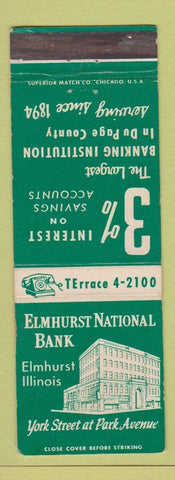 Matchbook Cover - Elmhurst National Bank IL